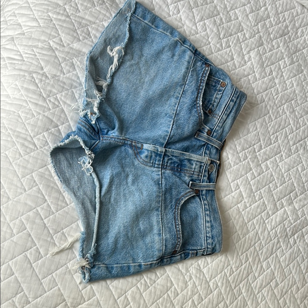 Levi's 501 Classic button fly two toned Blue Denim Cutoff Shorts